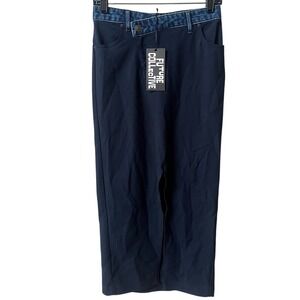 Future Collective Contrasting Denim long Jean Skirt Womens XXS Navy Blue NWT
